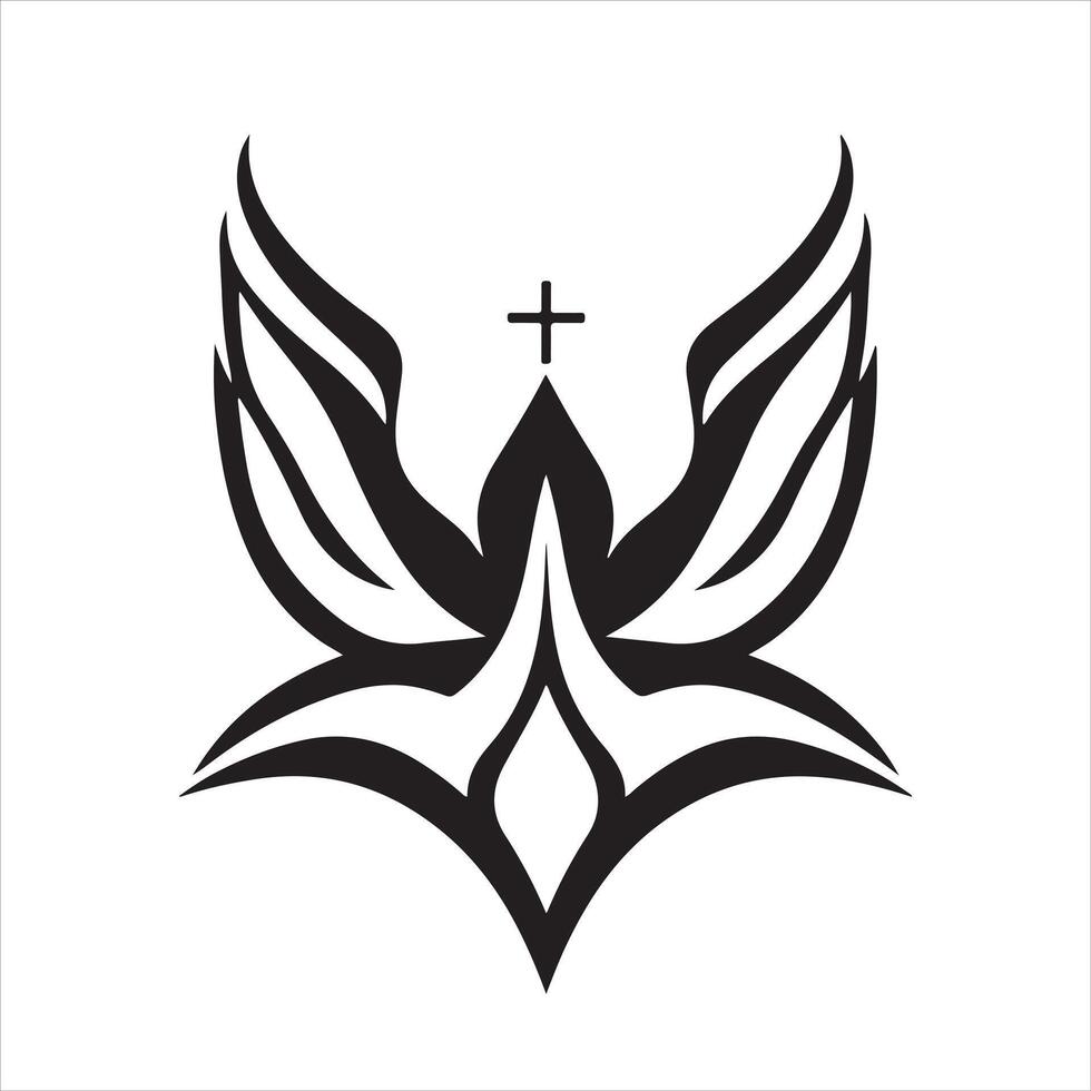 A black and white logo of a dove with wings vector