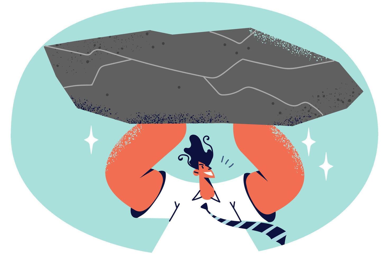 Businessman carry boulder show strength vector