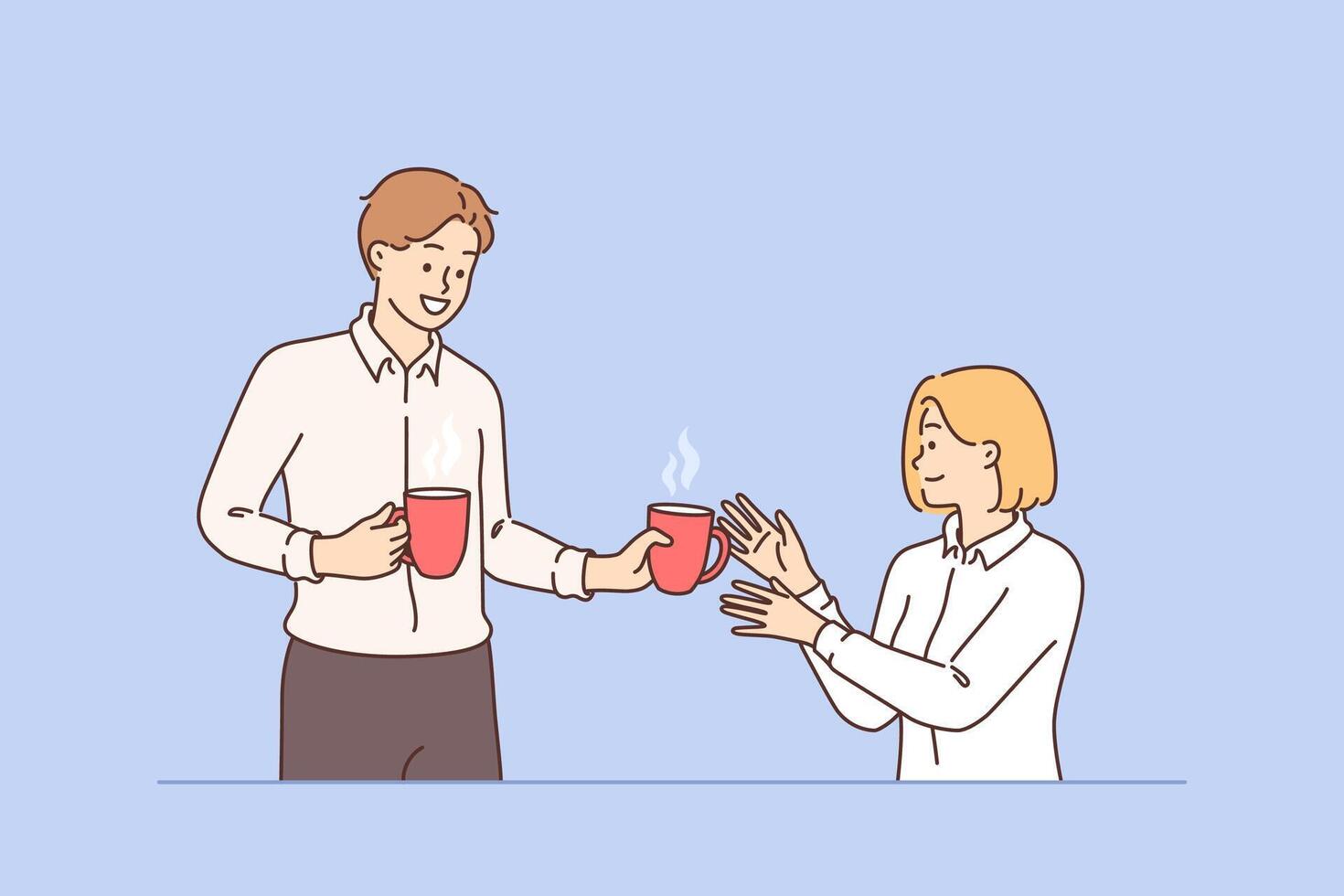 Coffee break of business people drinking hot drinks to rest from work, and gain energy vector