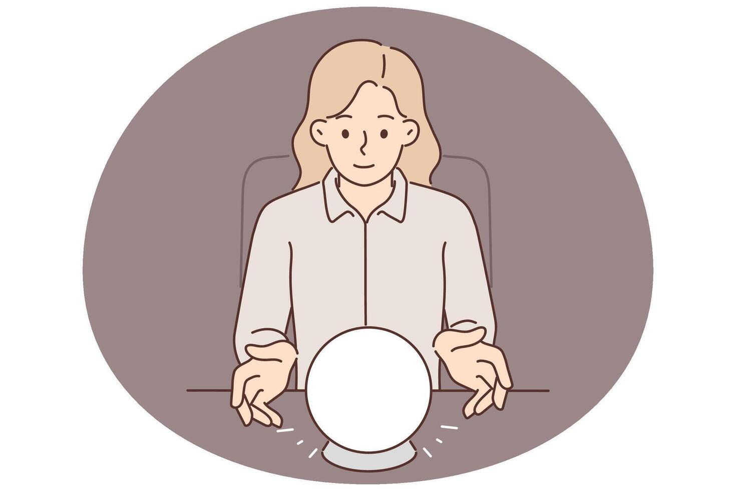 Woman uses crystal ball to predict future during seance and provide psychic services vector