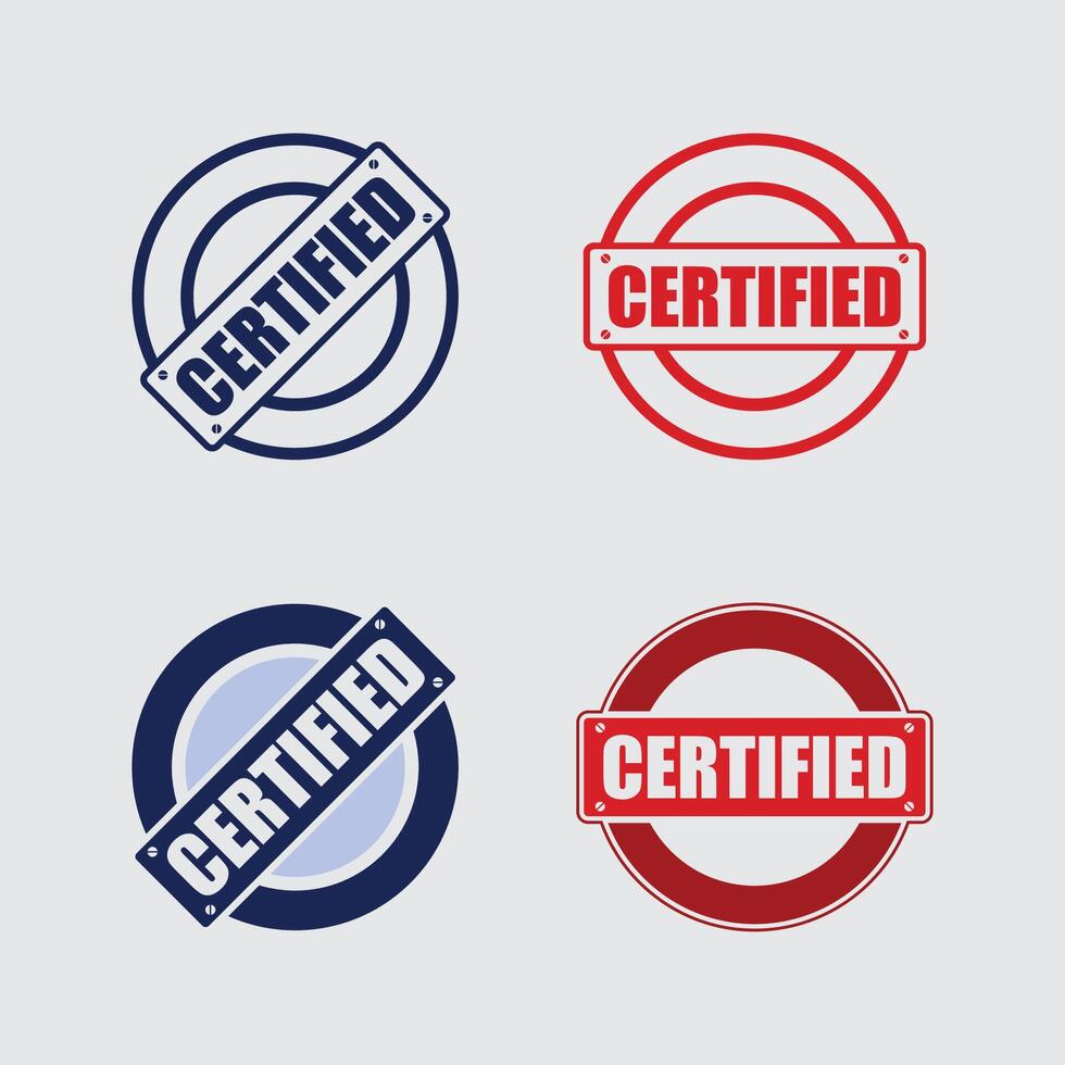 Certified rubber stamp badge with certified text in frame or round Rectangular border Certification or seal icon logo vector