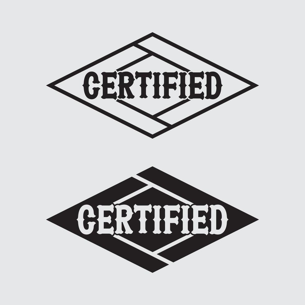 Certified rubber stamp set with certified text in frame or round Rectangular border Certification or seal icon logo design illustration and idea vector