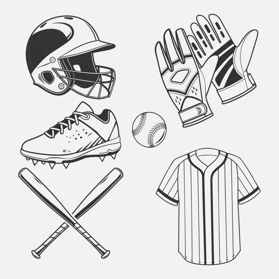 Minimalist Baseball Equipment and Apparel Icon design vector