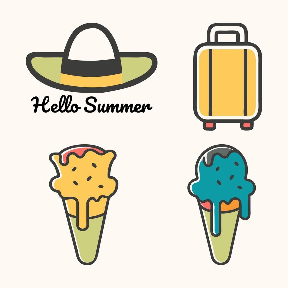Summer iconic labels set design vector