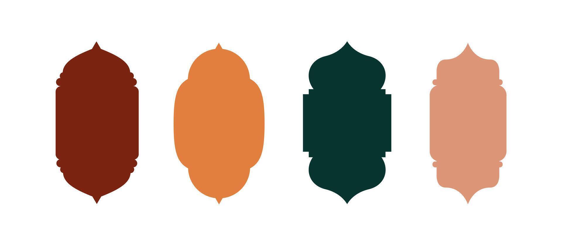 Islamic border icon shape windows, arches, frames mosque background template. Illustration design vector