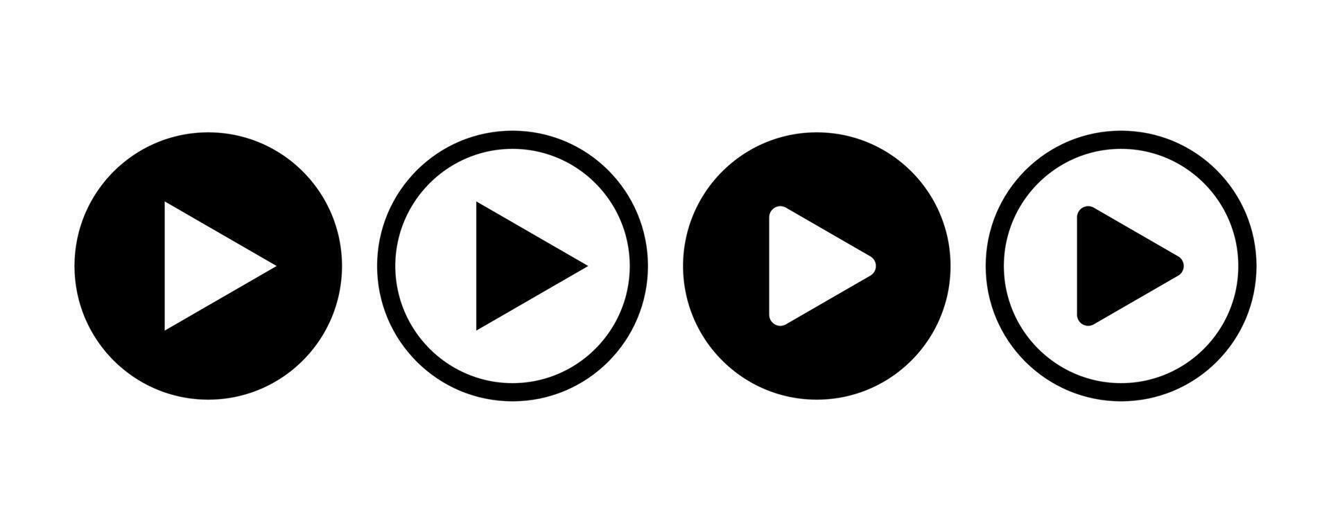 Play icon set. play button sign symbol design. Isolated on white background vector