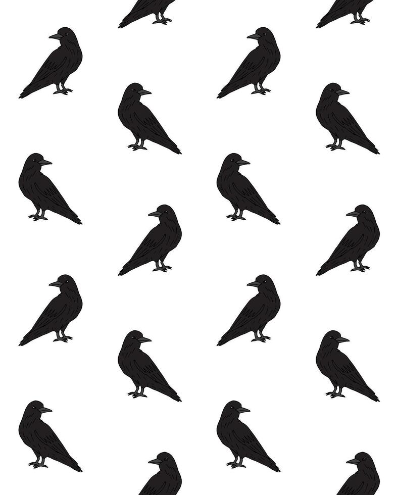 Seamless pattern of hand drawn doodle sketch ravens vector