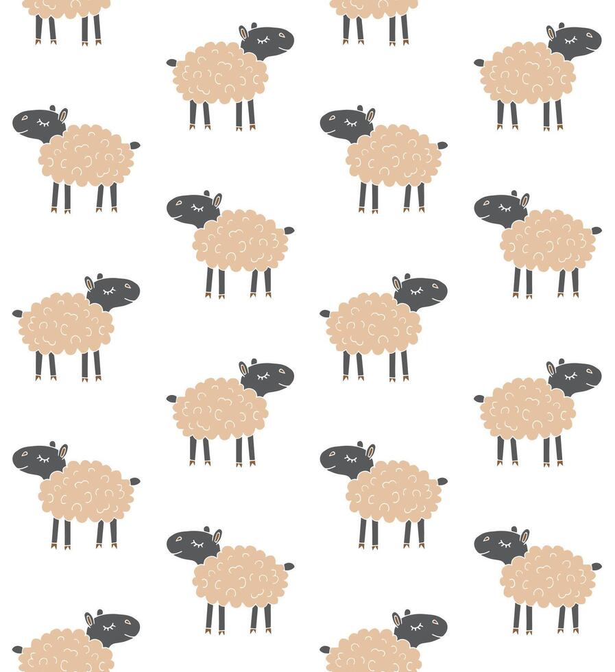 Seamless pattern of hand drawn doodle sketch running sheep isolated on white background vector