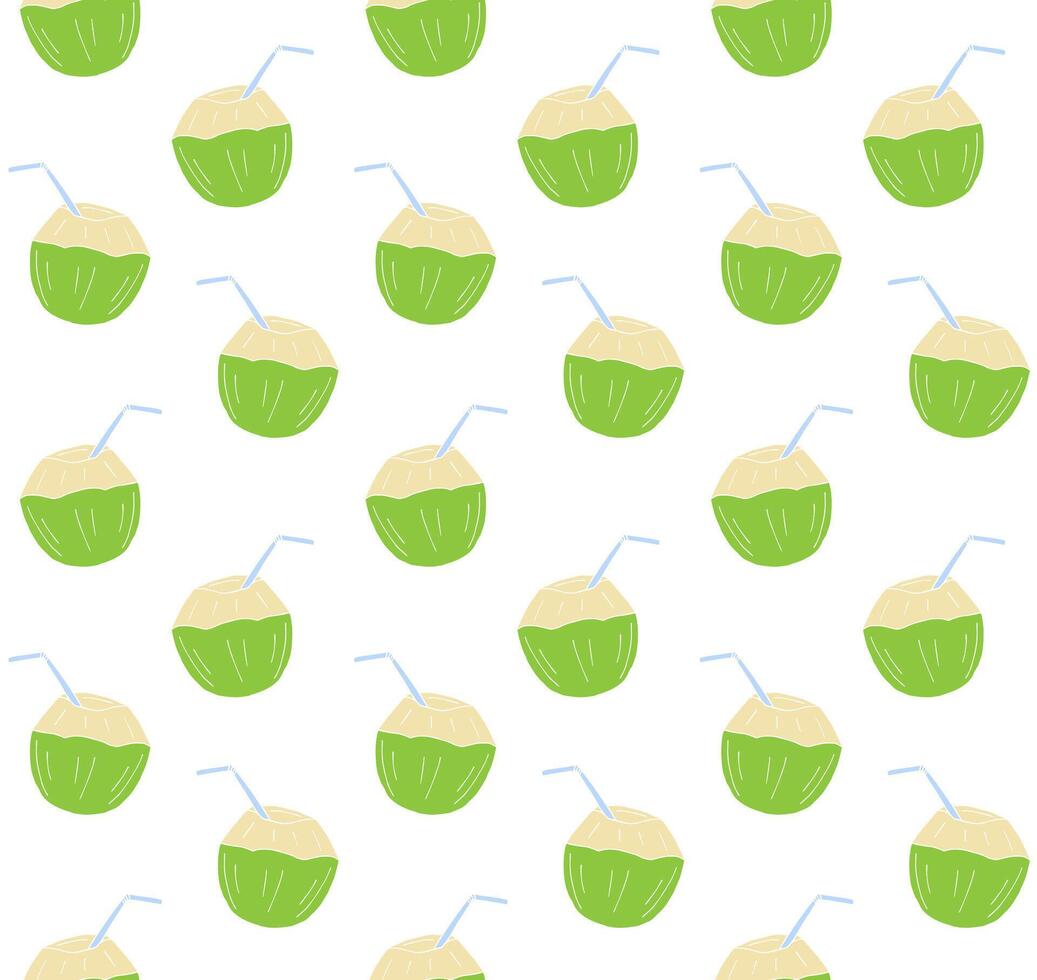 Seamless pattern of hand drawn doodle sketch young coconut isolated on white background vector