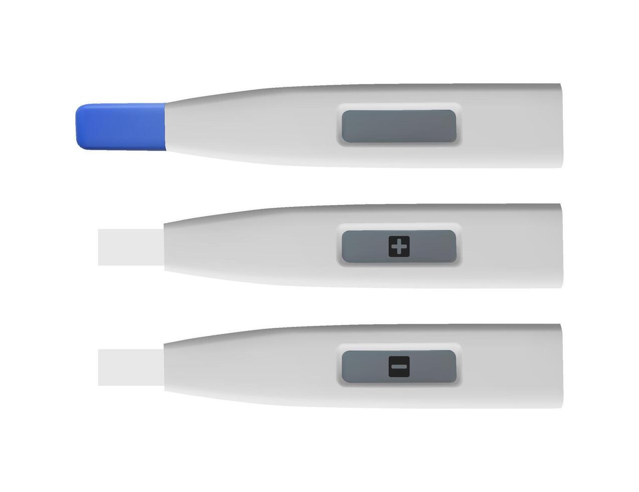 Digital pregnancy tests showing positive, negative, and waiting results, isolated on white background. vector