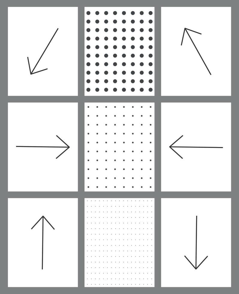 Cute set patterns, graphic design, direction, symbols, signs vector