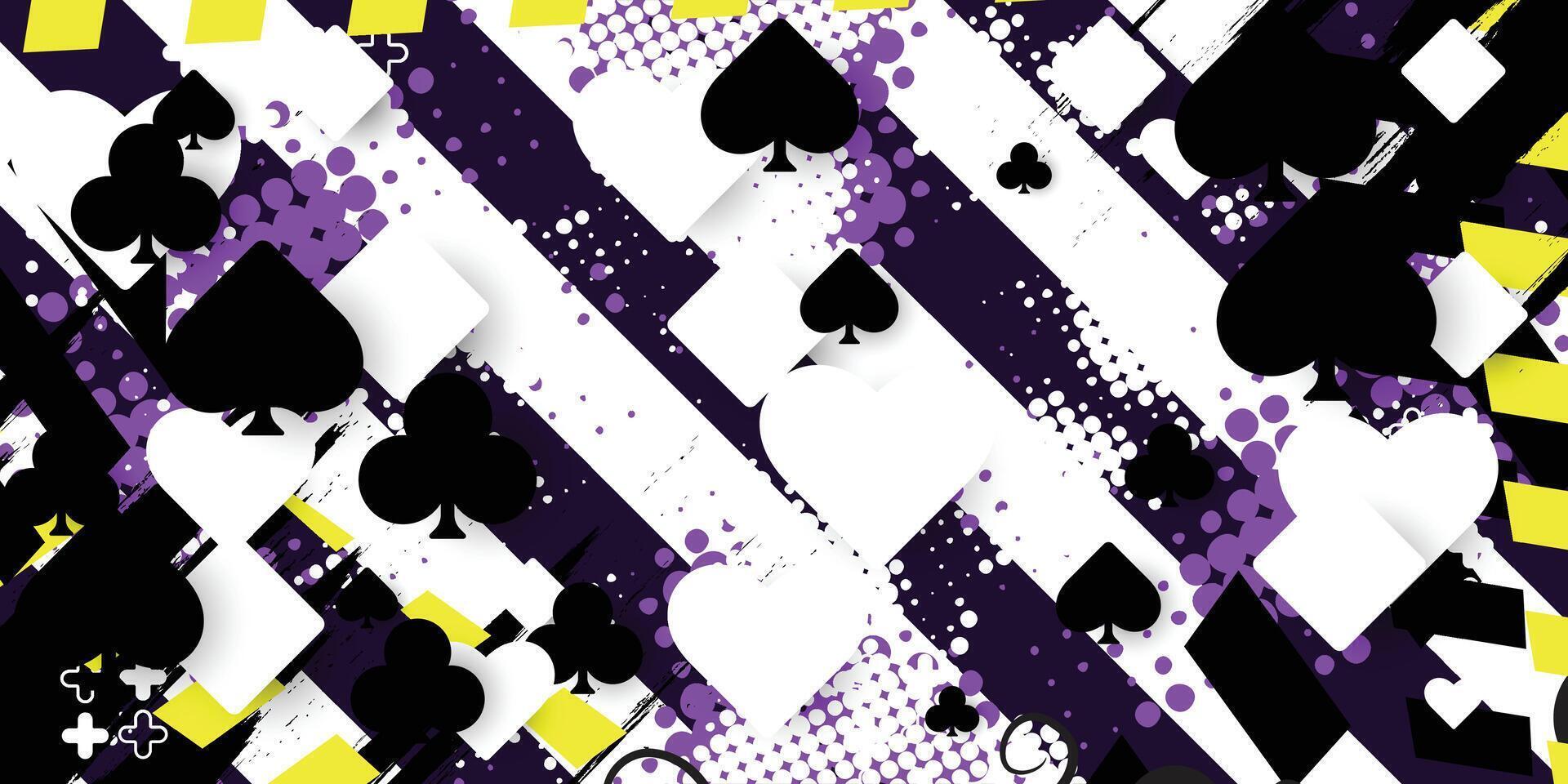 Abstract grunge background with halftone patterns and playing cards vector