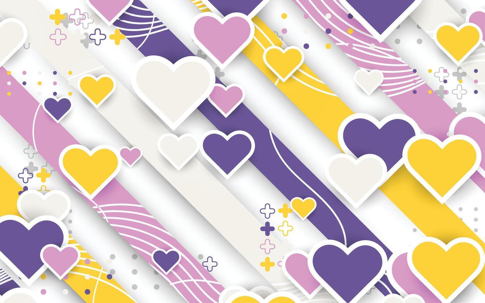 Background with love patterns and trendy colors vector