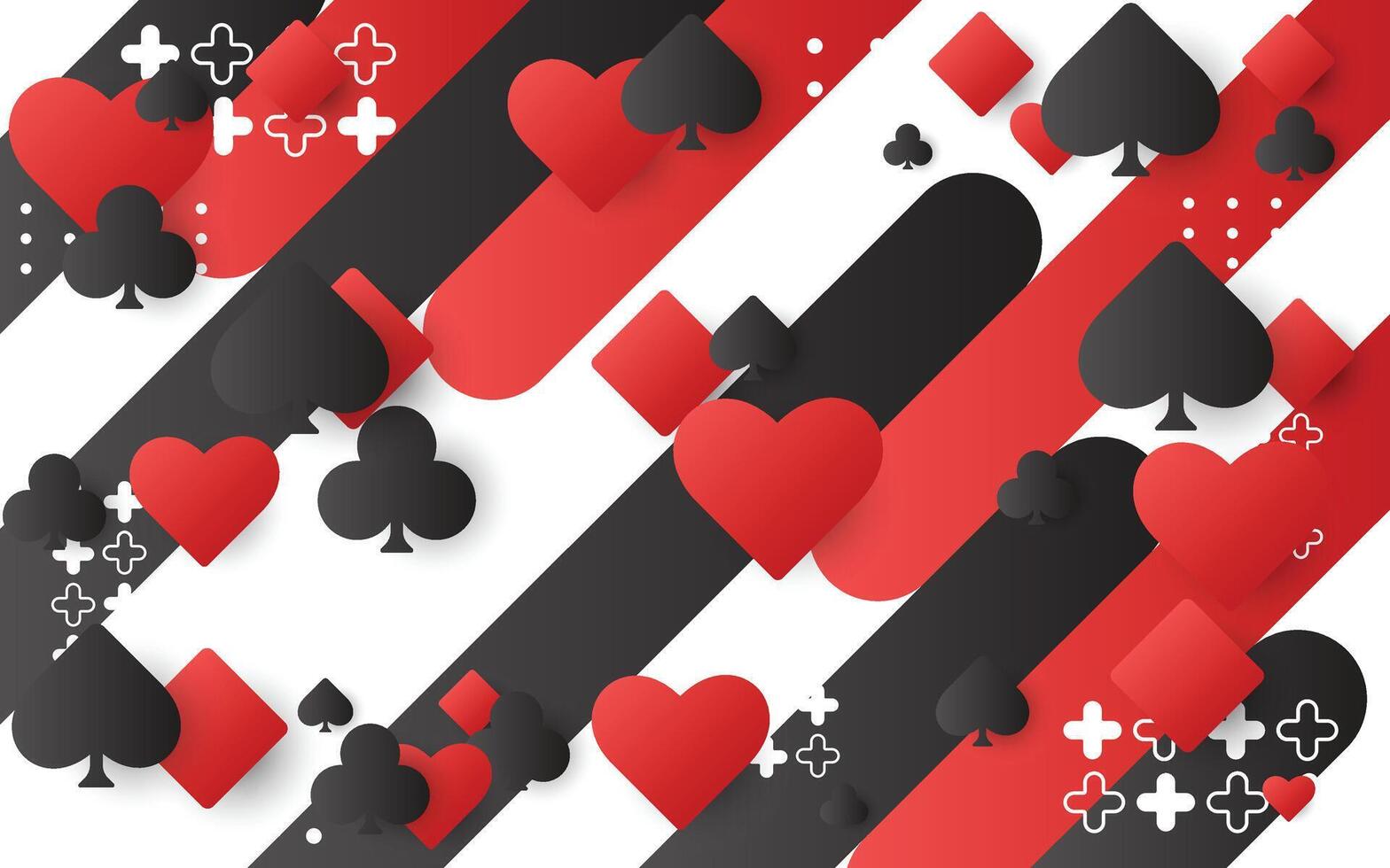Striped background with playing card object vector