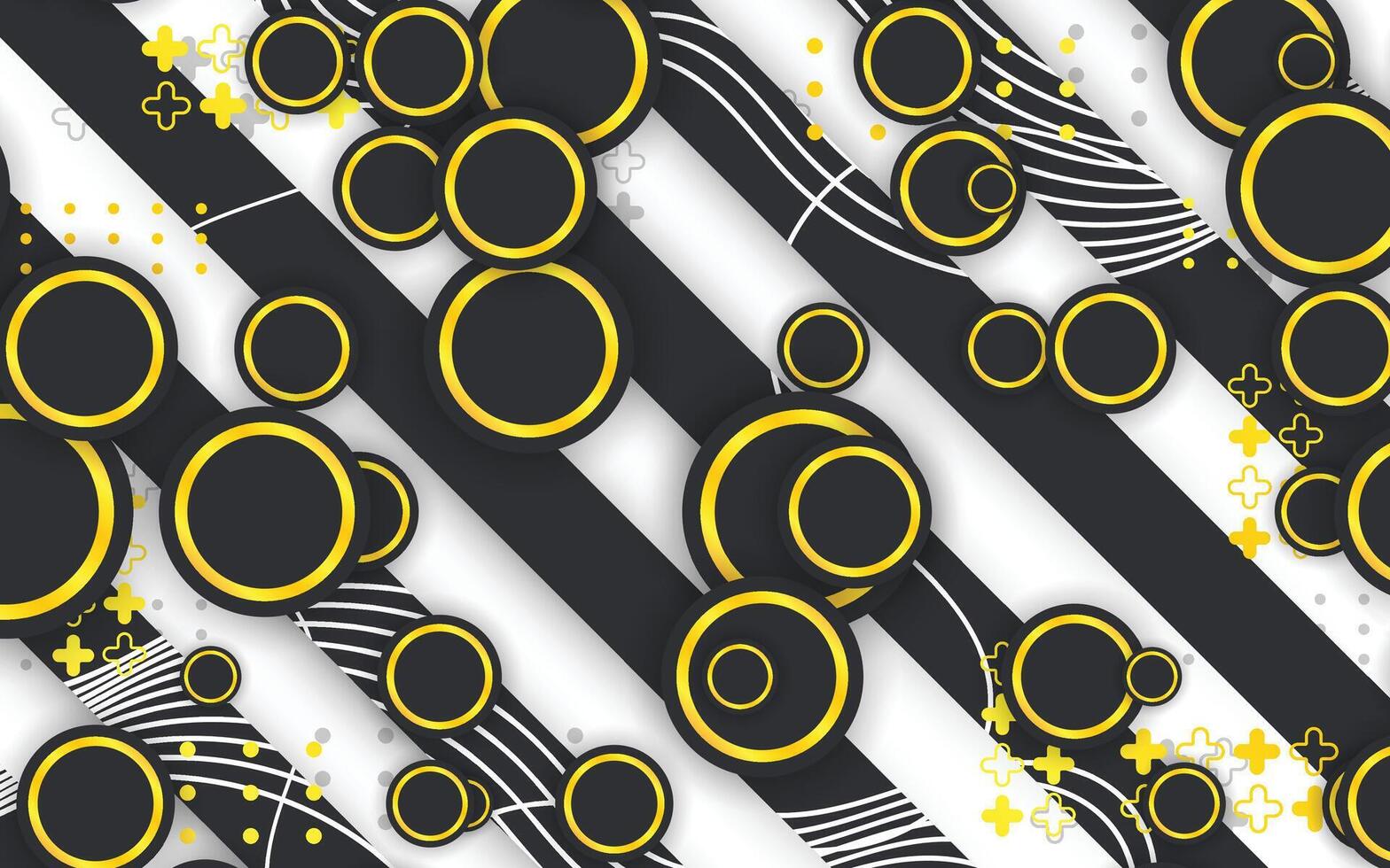 Circle geometry background with gold lines vector