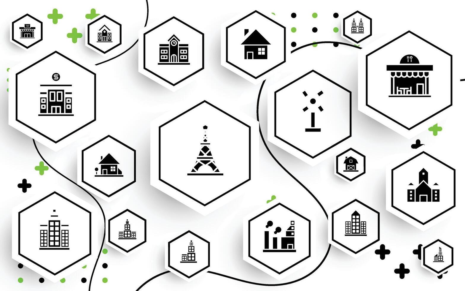 White background with building icon pattern vector
