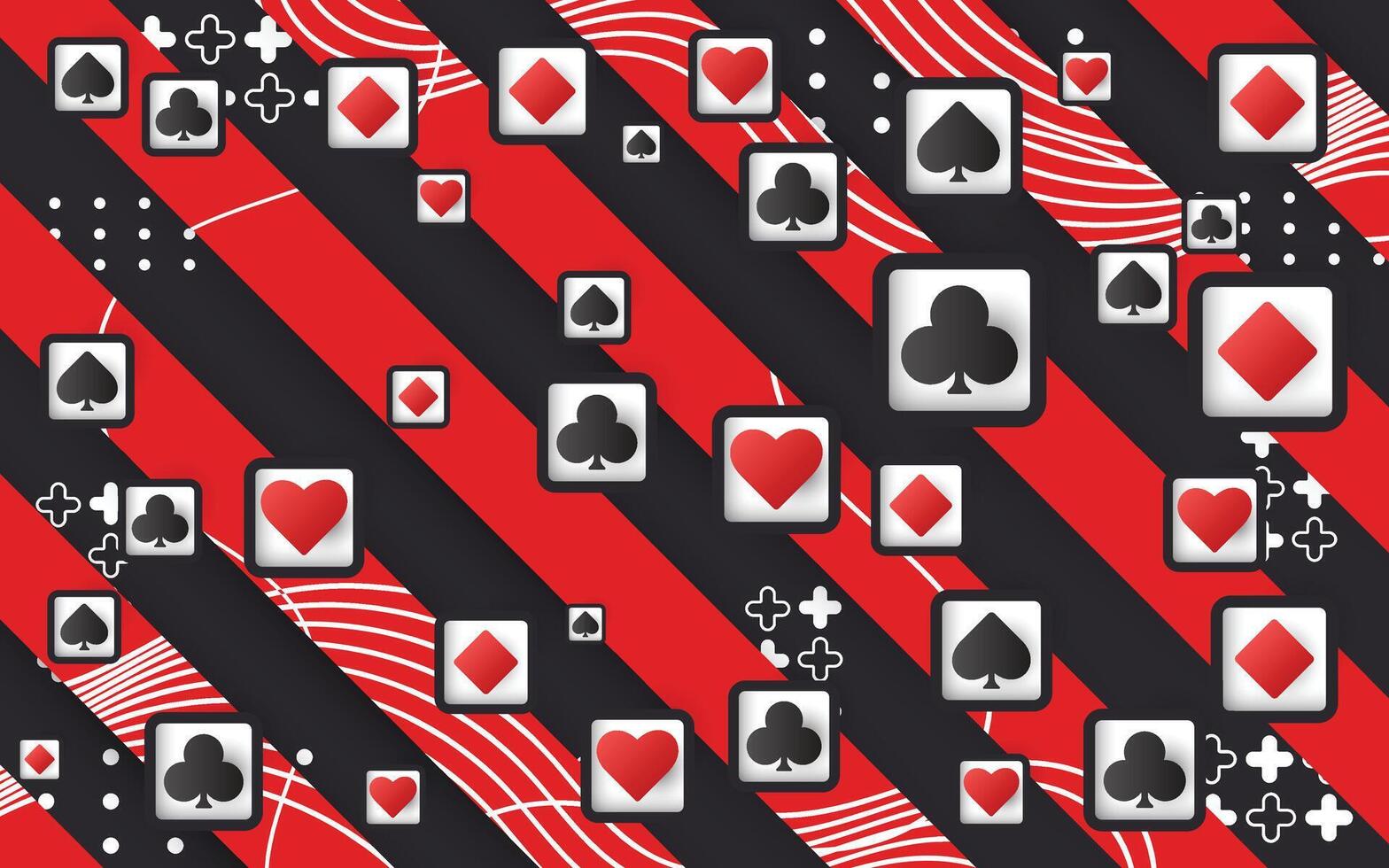 Red and black line background with playing card object vector