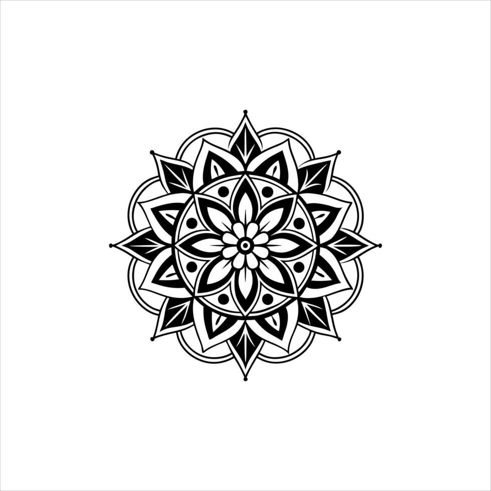Black and White Floral Mandala Design with Handcrafted Details vector