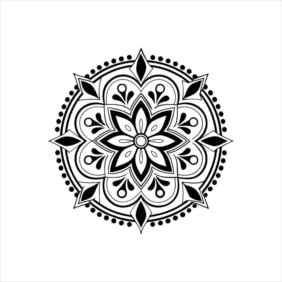 Monochrome Floral Mandala Artwork with Intricate Line Patterns vector