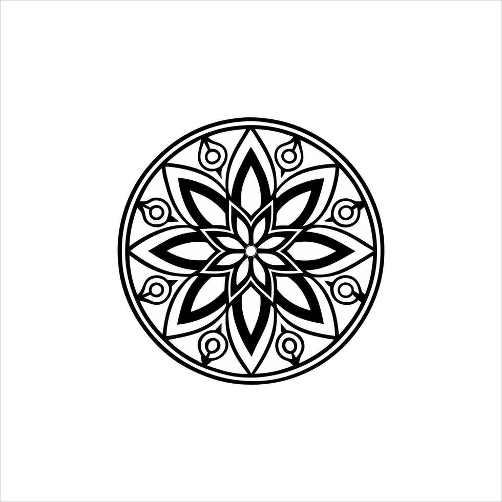 Elegant and Minimal Floral Mandala Illustration in Black and White vector