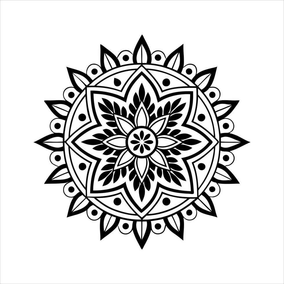 Unique and Artistic Black and White Floral Mandala Illustration vector