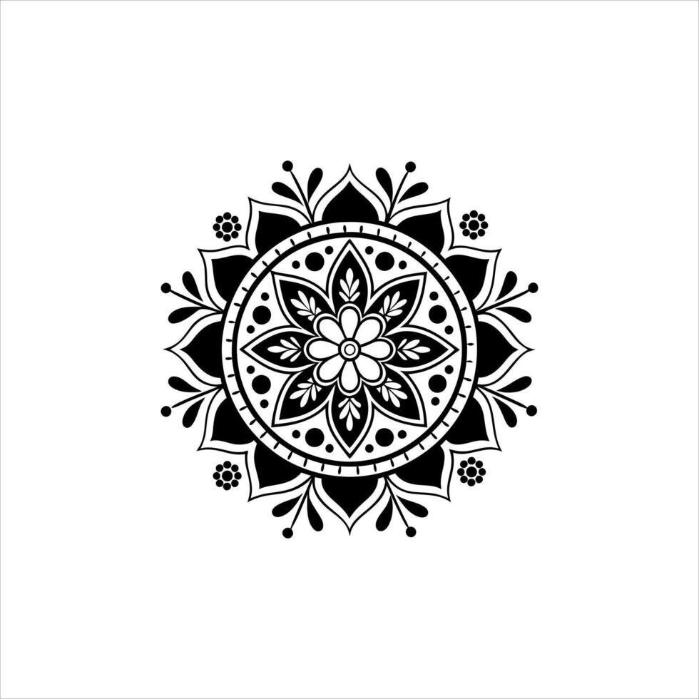 Geometric Floral Mandala Design with Minimalist Black and White Art vector
