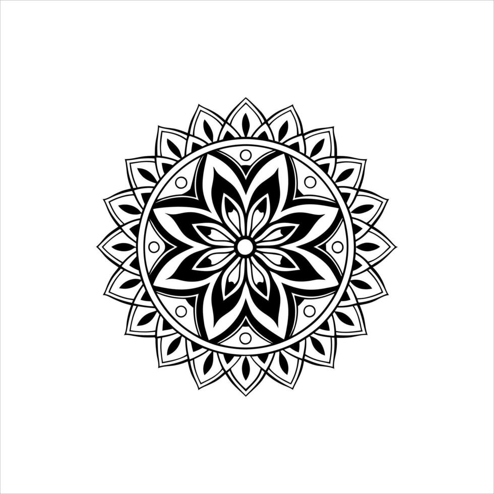 Black and White Floral Mandala Art Featuring Delicate Linework vector