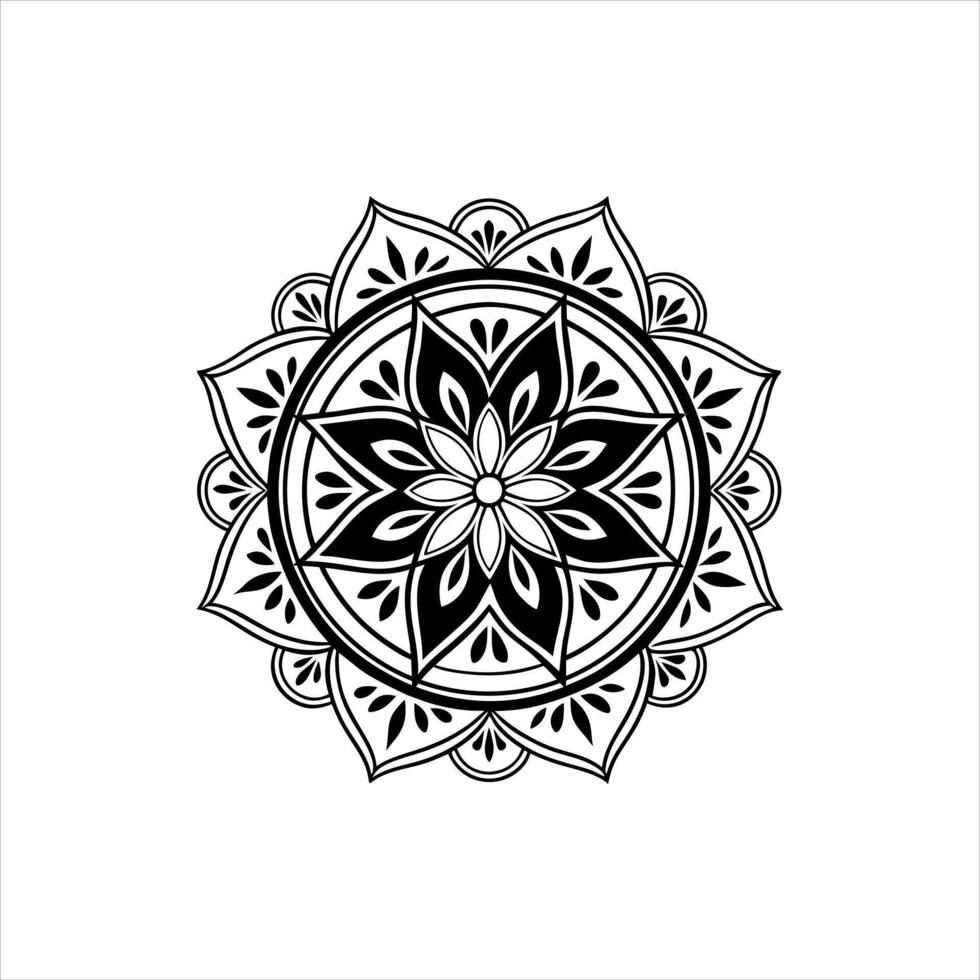 Creative Minimal Floral Mandala Design in Black and White Illustration Art vector