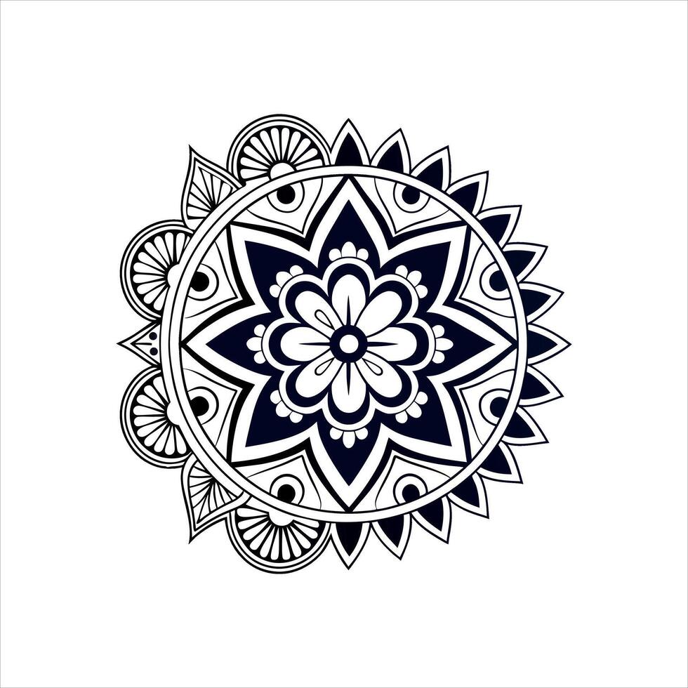 Unique Geometric Floral Mandala Design with a Modern Monochrome Twist vector