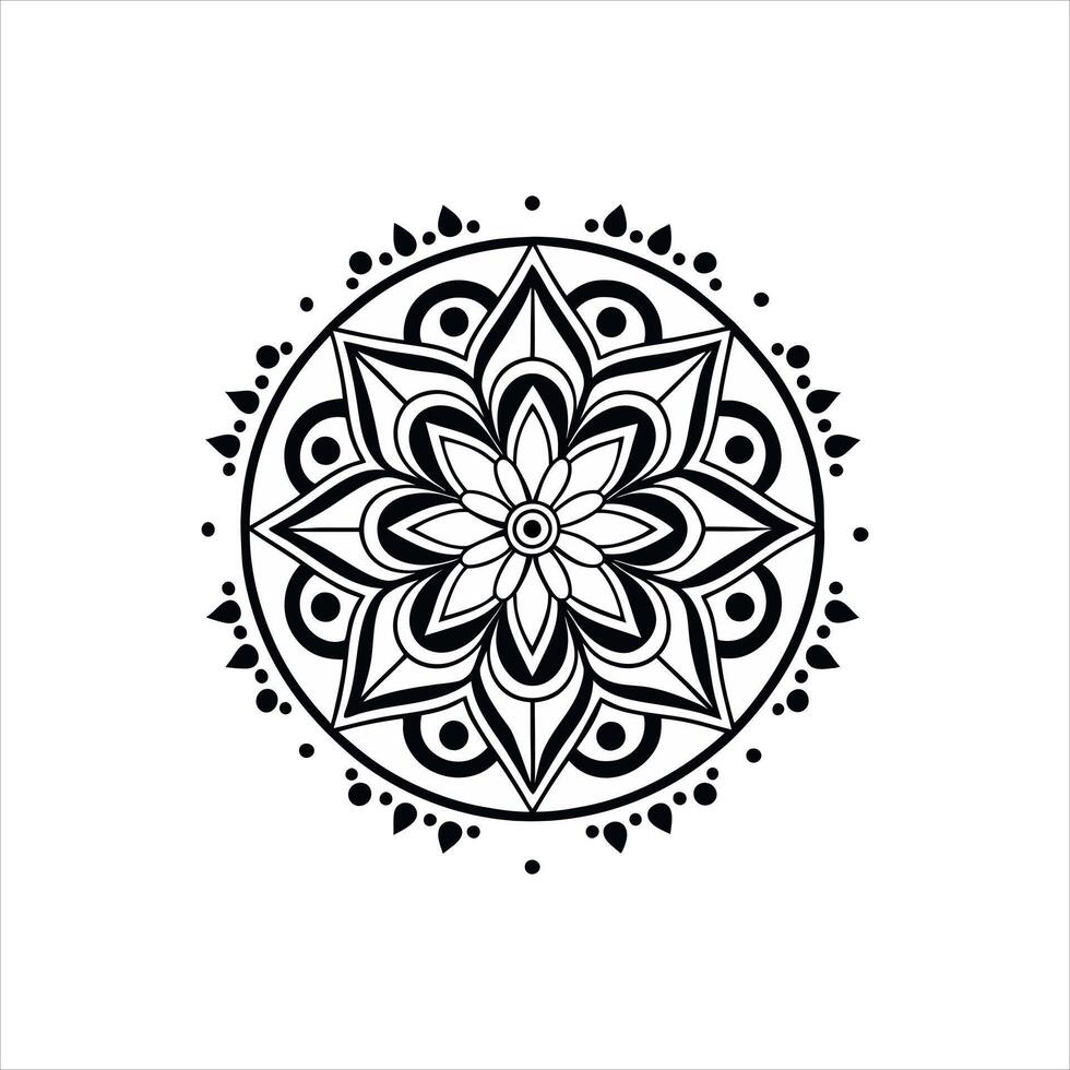 Abstract Floral Mandala Design with Intricate Black and White Elements vector