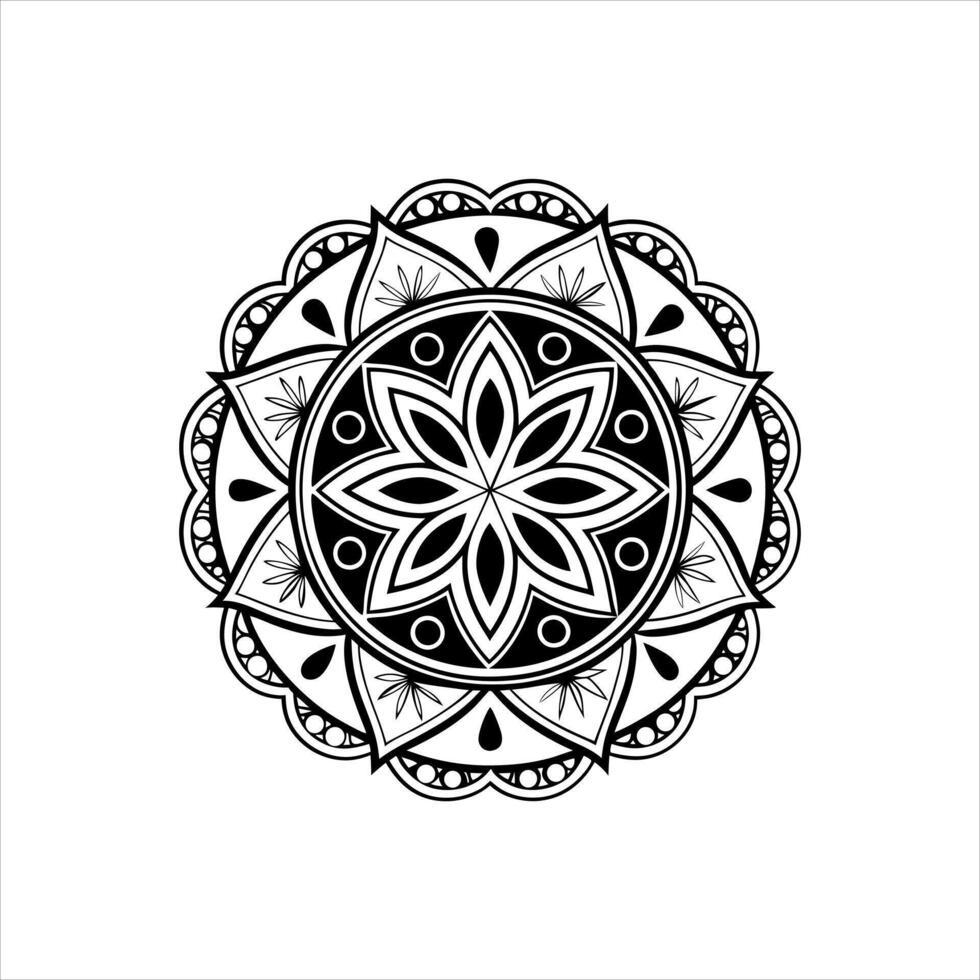 Minimalist Floral Mandala Design with Intricate Black and White Patterns vector