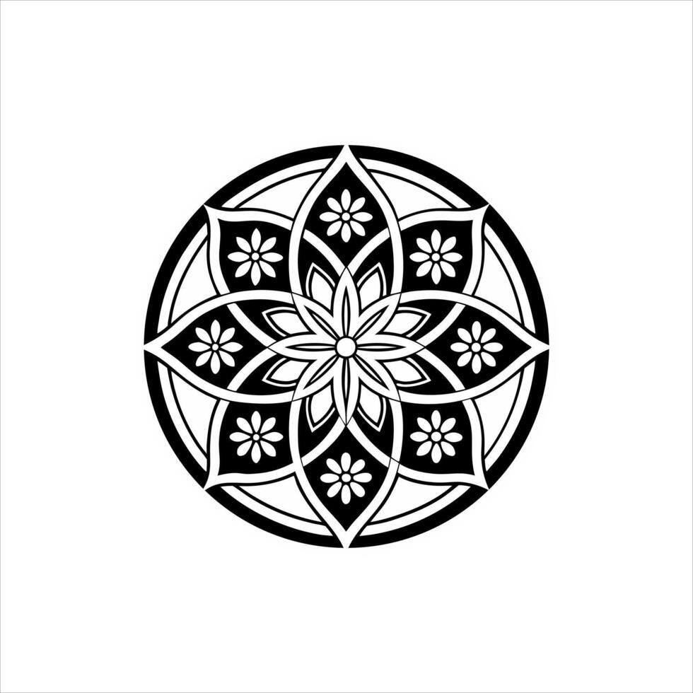 Floral Mandala Artwork with Minimalist Black and White Patterns vector