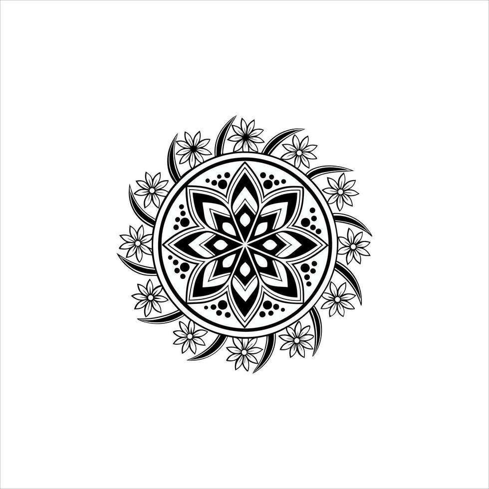Artistic Floral Mandala Artwork Featuring Delicate Monochrome Patterns vector