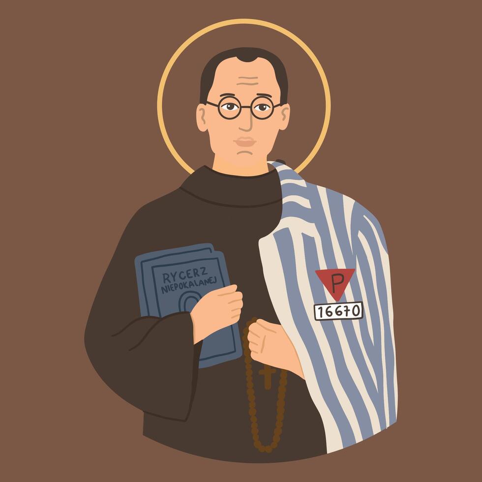 Religious illustration of Saint Maximilian in Franciscan habit vector