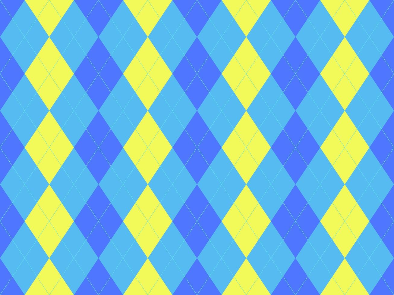 Vibrant argyle pattern in cheerful blue and yellow hues. Perfect for backgrounds, textiles, or playful designs. vector