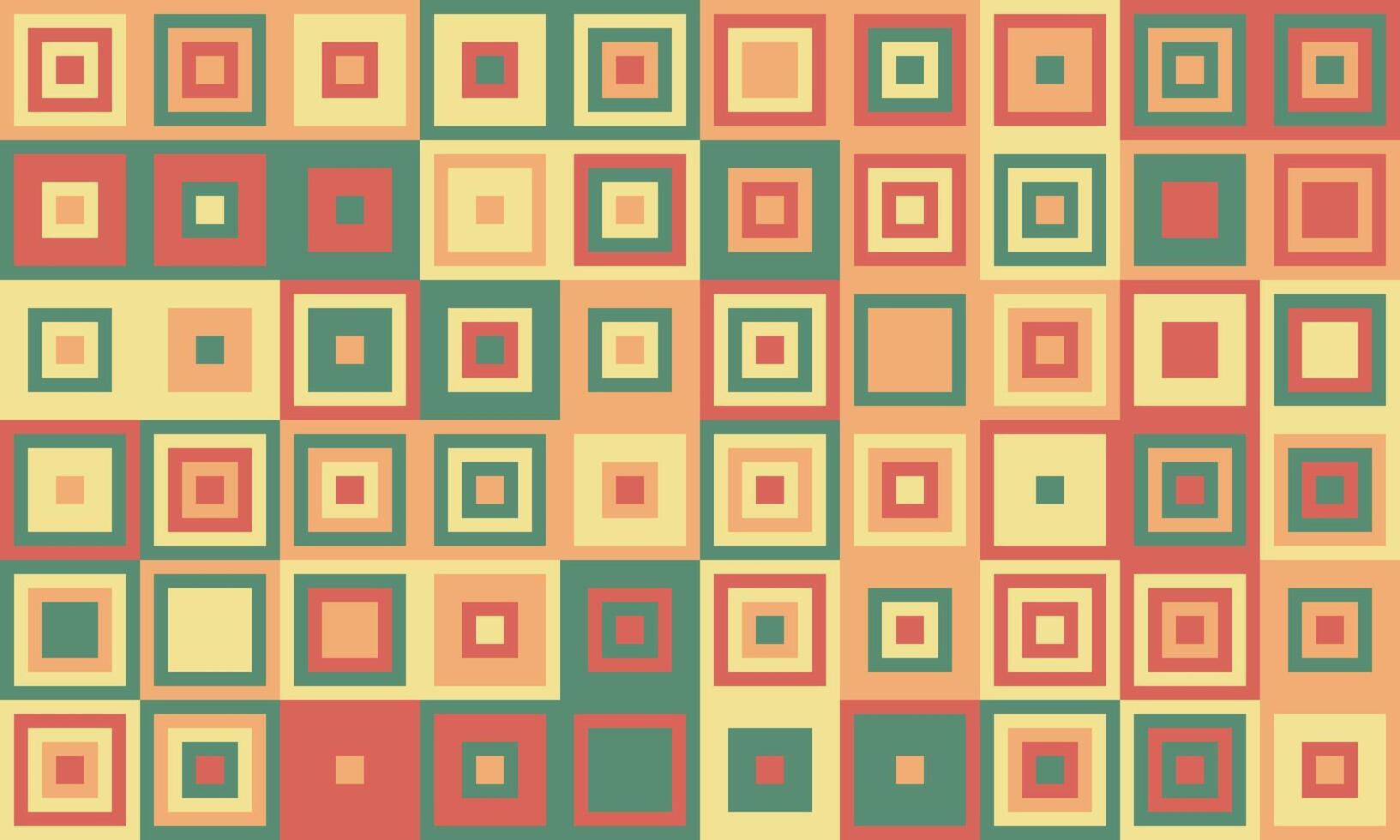 Vibrant geometric pattern featuring a grid of nested squares in warm earthy tones. A modern, retroinspired design ideal for backgrounds, textiles, or website design. vector