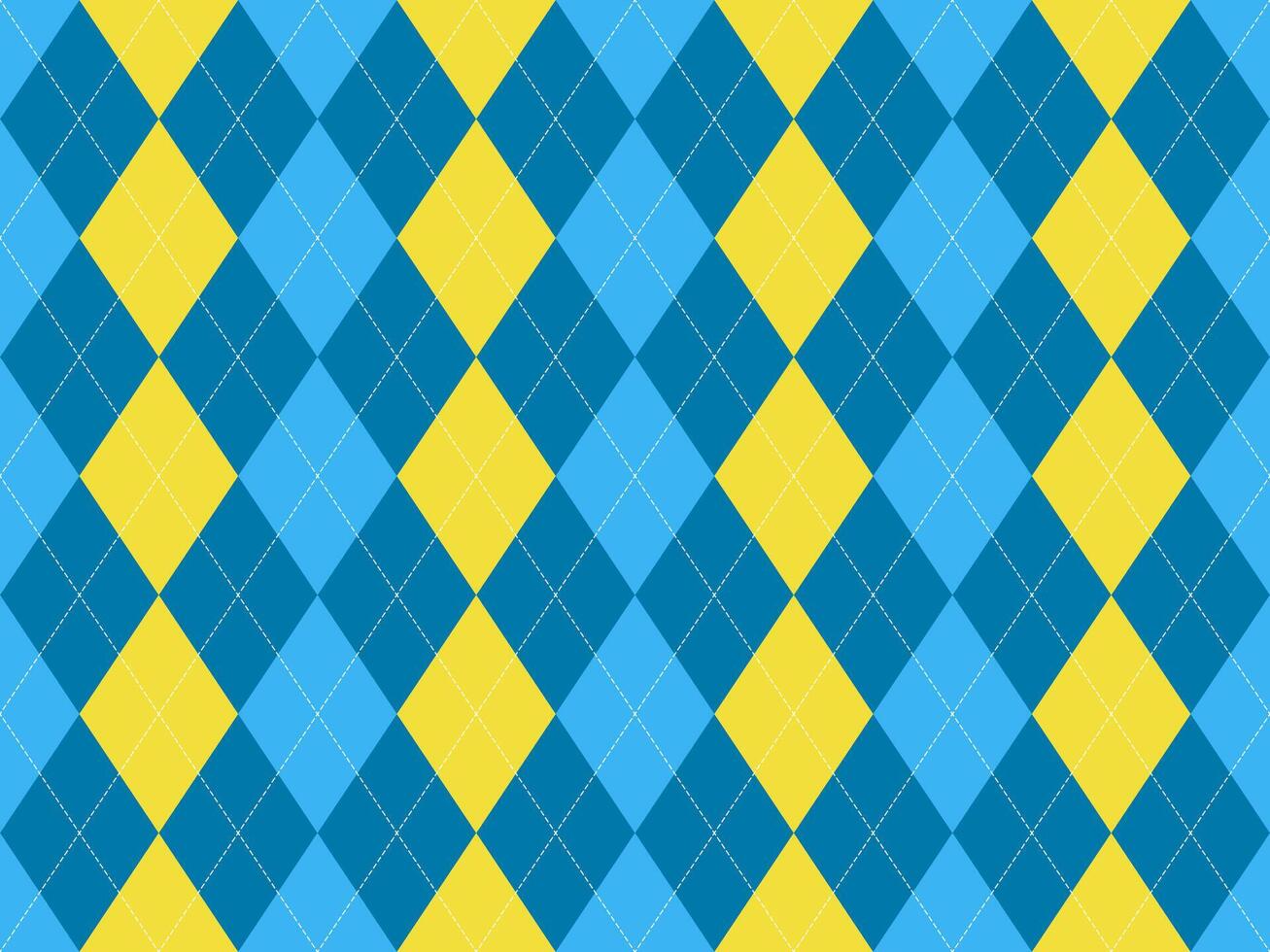 Vibrant blue and yellow argyle pattern. Perfect for backgrounds, textiles, or playful designs. This cheerful, geometric design offers a sense of classic style with a modern twist. vector