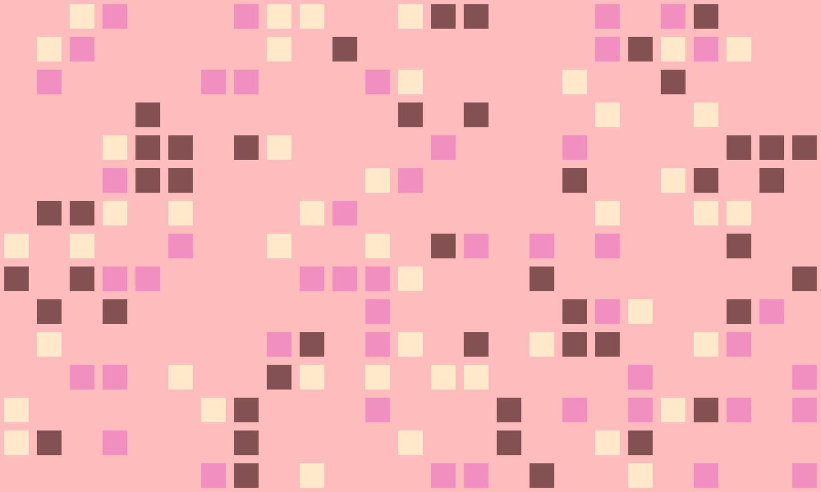 Abstract pastel pink background with scattered squares in brown and cream. Perfect for website banners, textile designs, or playful branding. vector