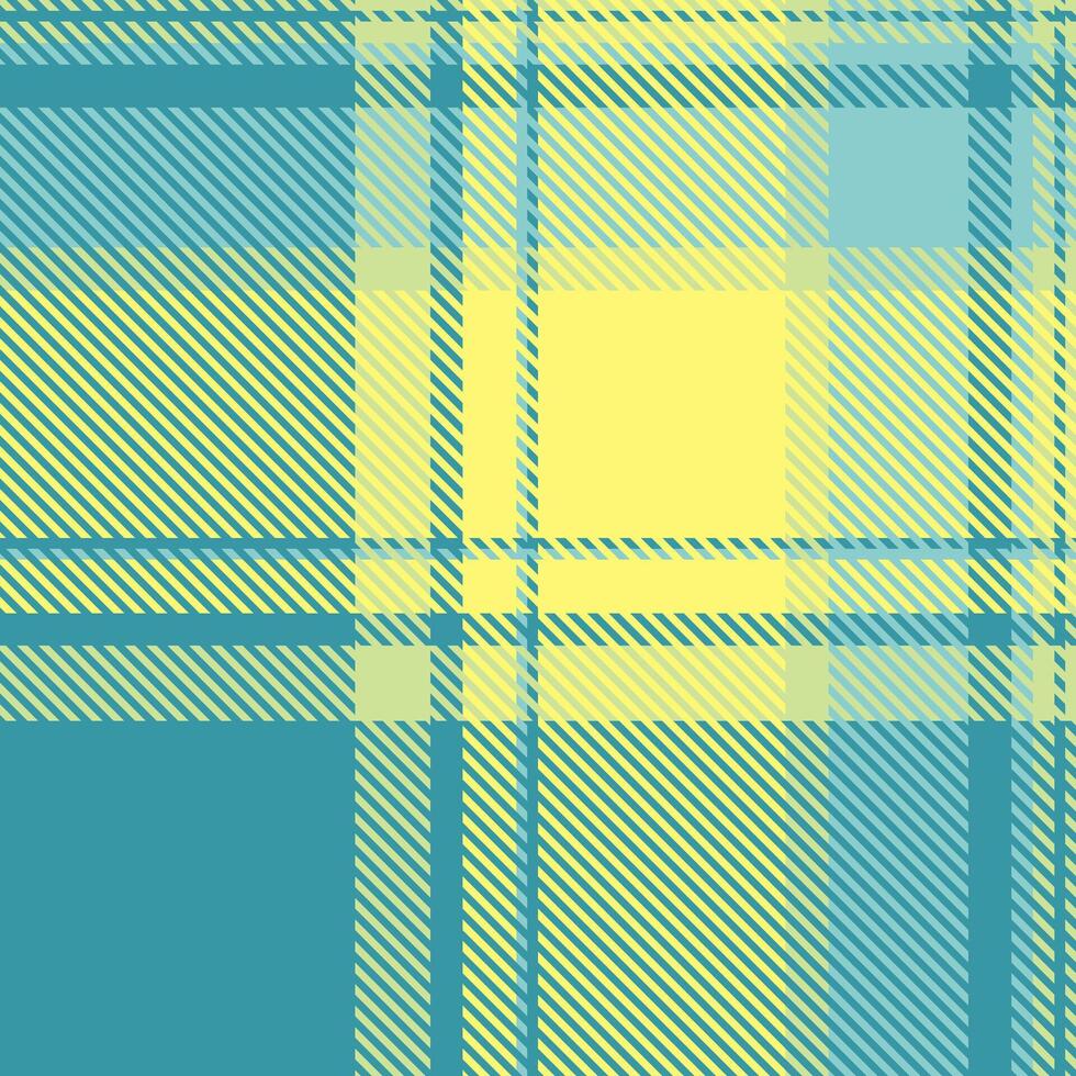 Modern background seamless textile, coloured tartan pattern texture. Teenage plaid check fabric in cyan and yellow colors. vector