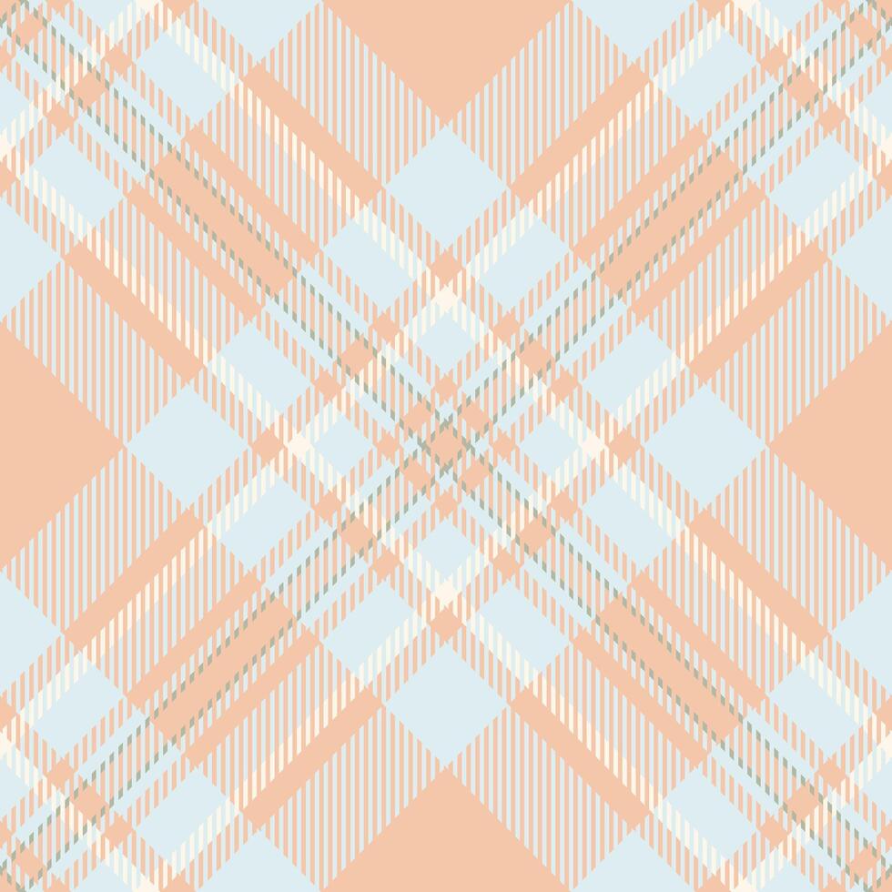 Elegant pastel plaid pattern. Soft peach and light blue hues create a calming, versatile design ideal for fashion, home decor, or branding. The intersecting lines suggest connection and order. vector