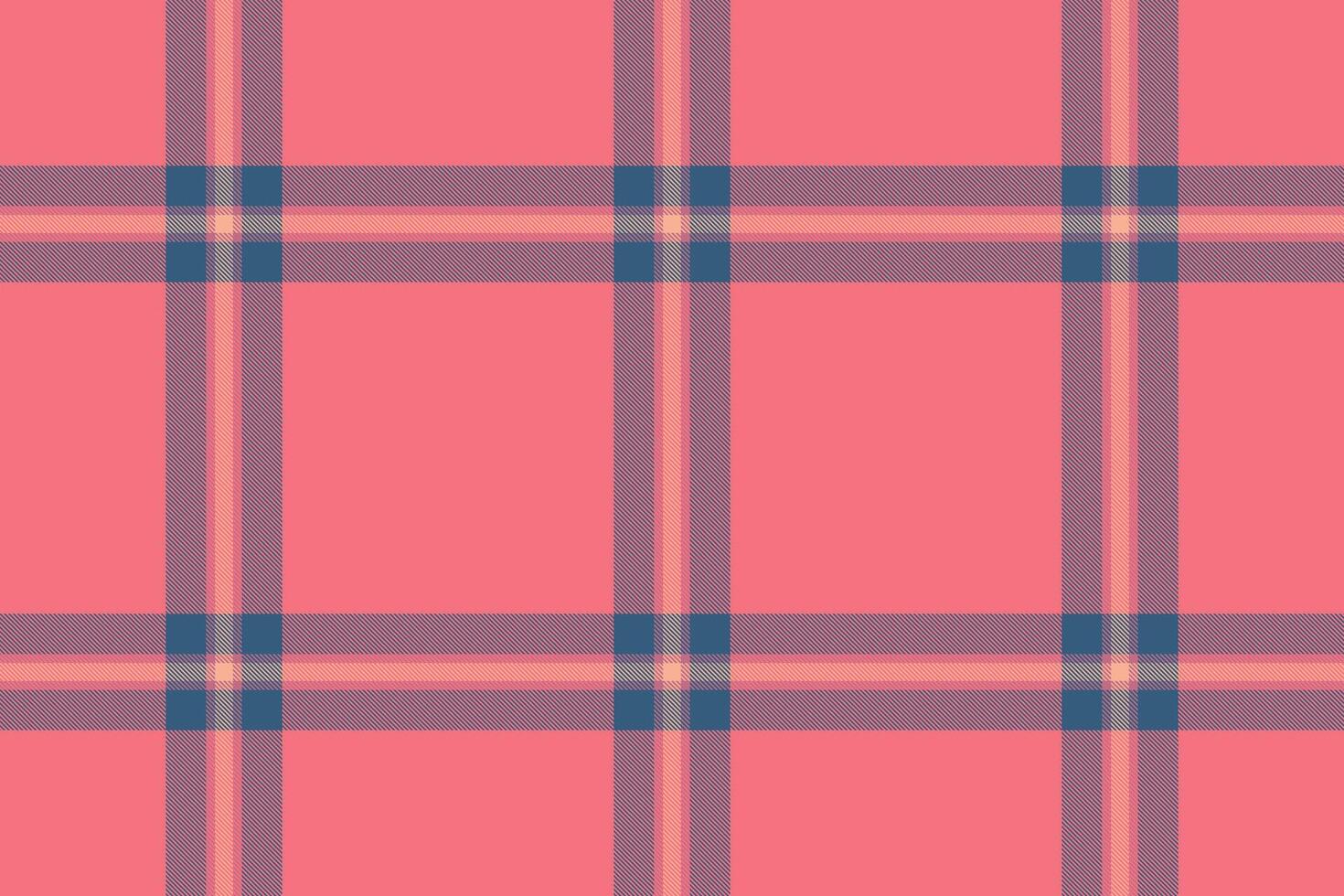 Vibrant coral pink plaid pattern. Perfect for textile designs, website backgrounds, or fashion projects. A stylish and modern geometric texture, conveying warmth and a touch of rustic charm. vector