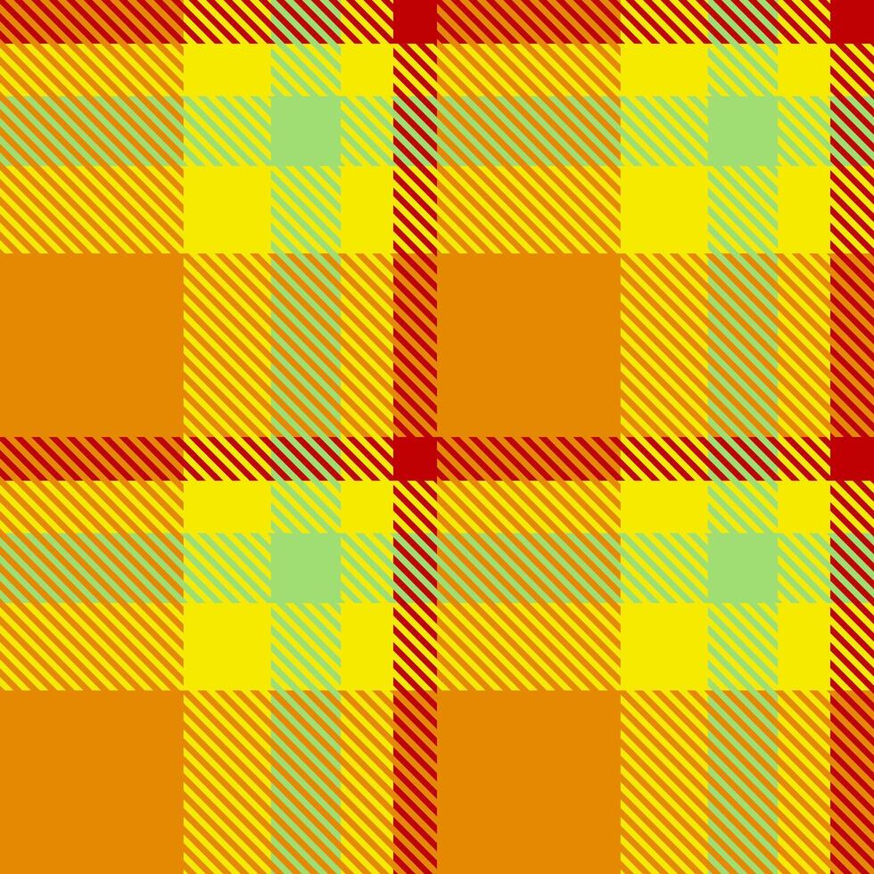 Bedding background plaid fabric, show textile check texture. Comfortable pattern tartan seamless in amber and radioactive colors. vector