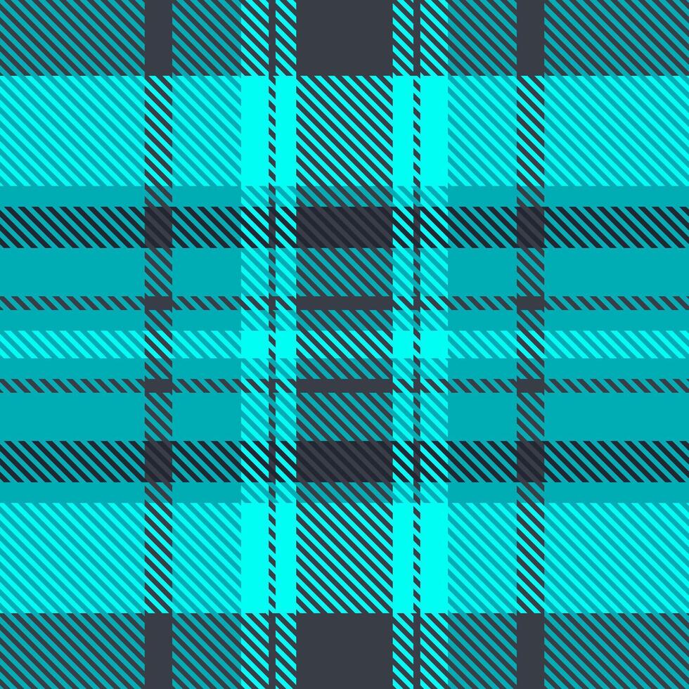 Expressive texture tartan plaid, carpet background textile . Feminine seamless check fabric pattern in cyan and dark colors. vector