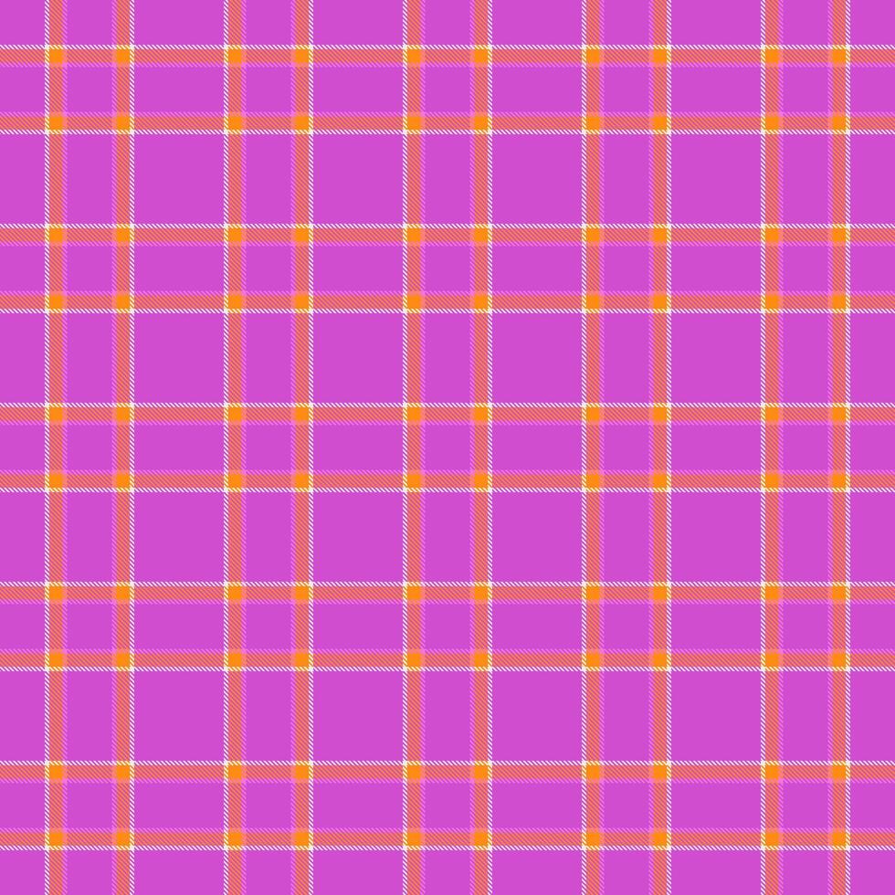 Warm check plaid, path textile background pattern. Daisy fabric seamless texture tartan in magenta and bright colors. vector