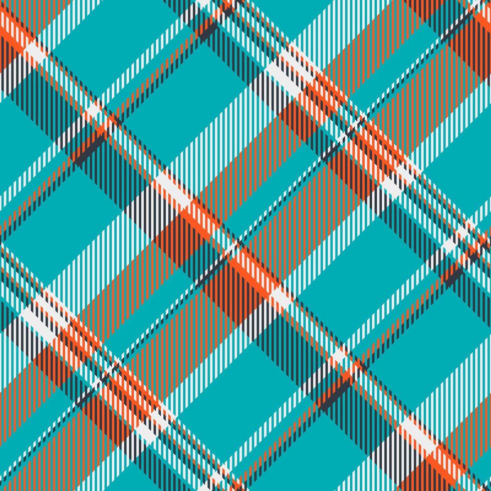Vibrant teal, orange, and gray plaid pattern. Modern geometric design ideal for textile prints, fashion, web backgrounds, or stationery. vector