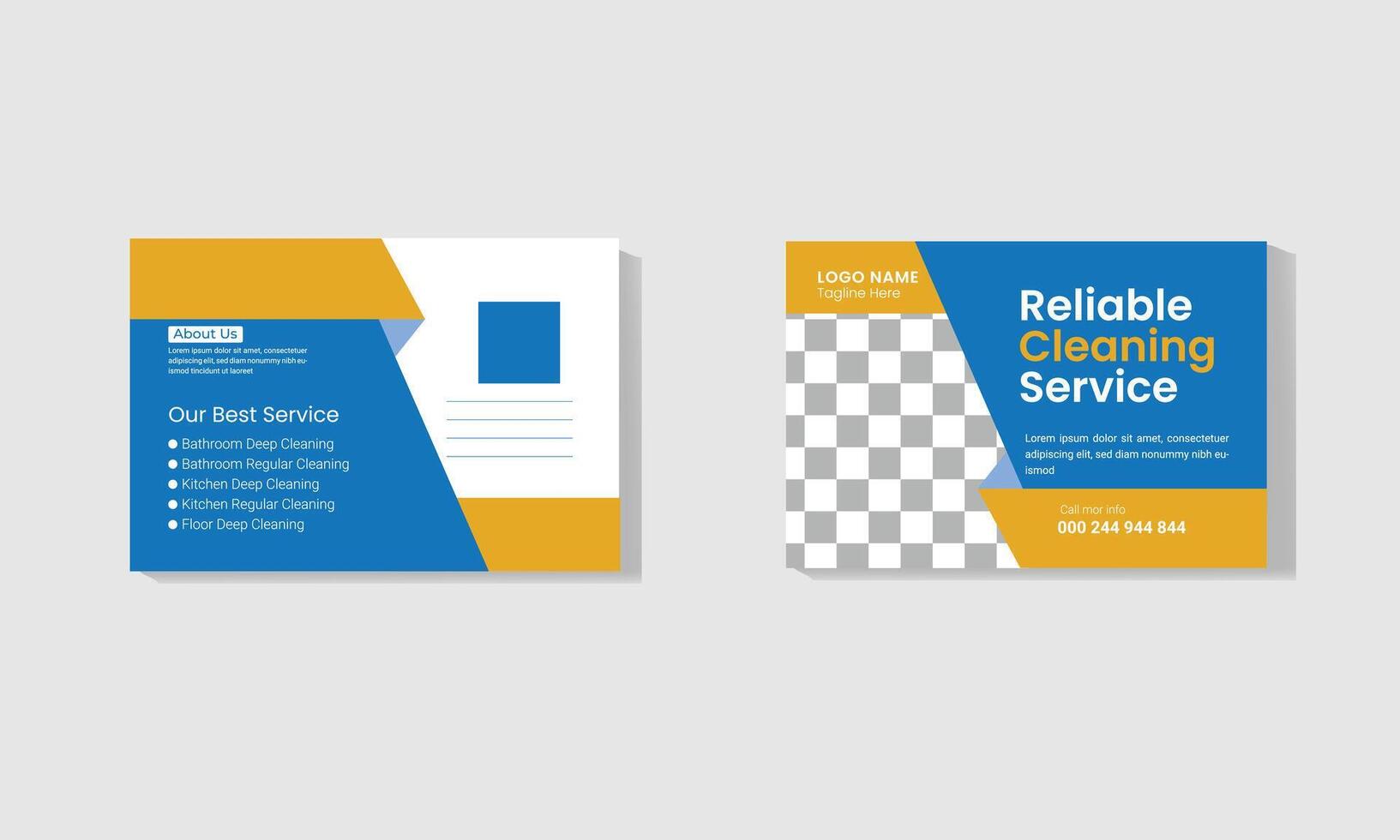 business postcard design template Cleaning Service vector
