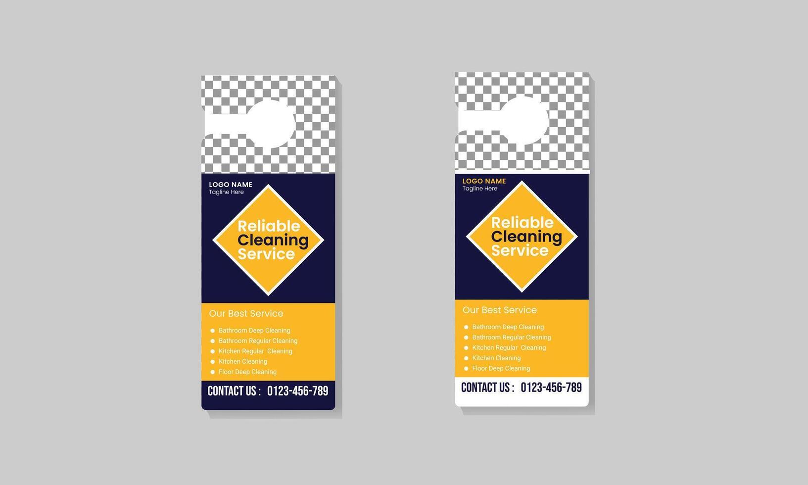 Cleaning service door hanger template vector