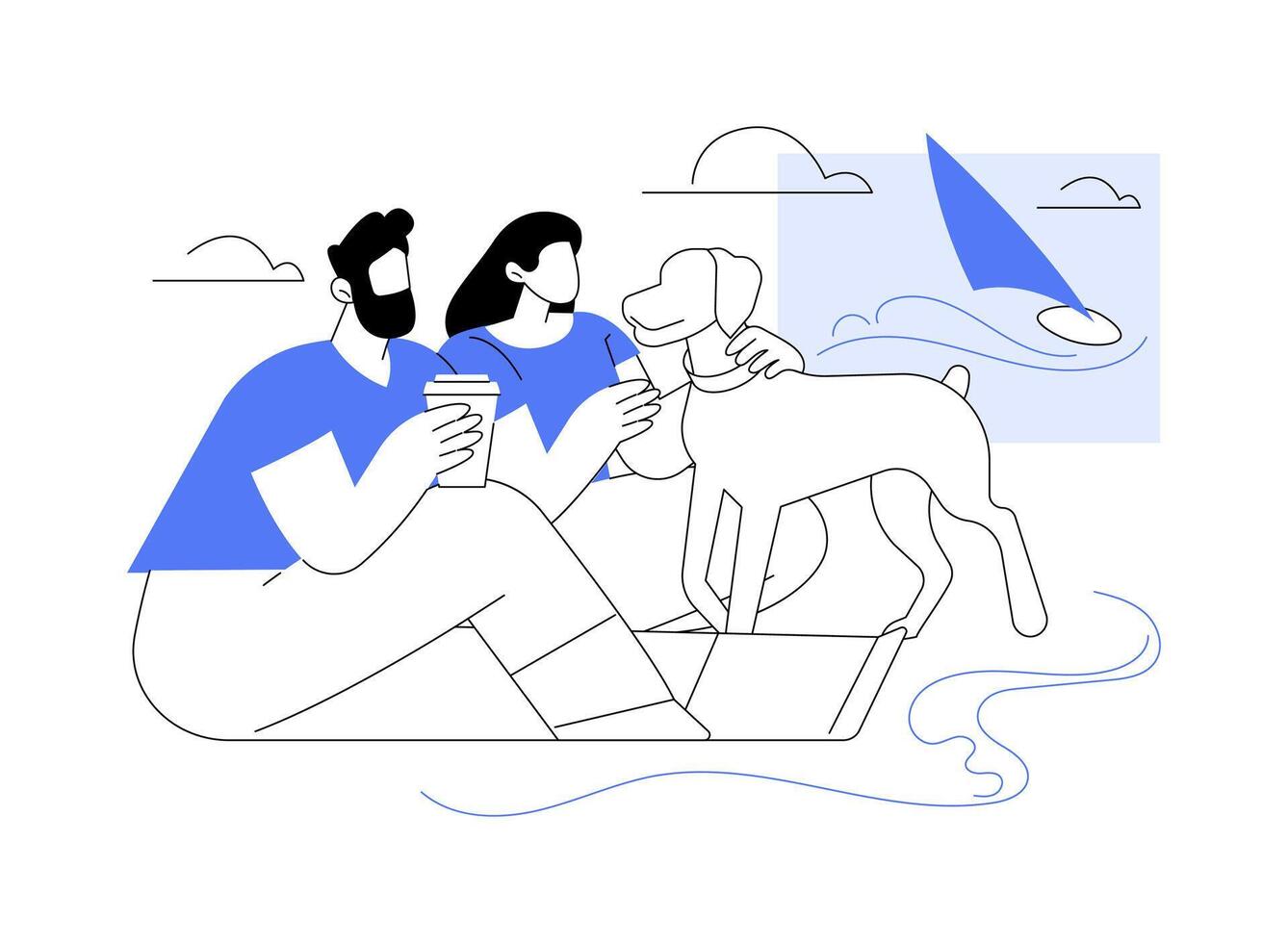Dog beach isolated cartoon illustrations. vector