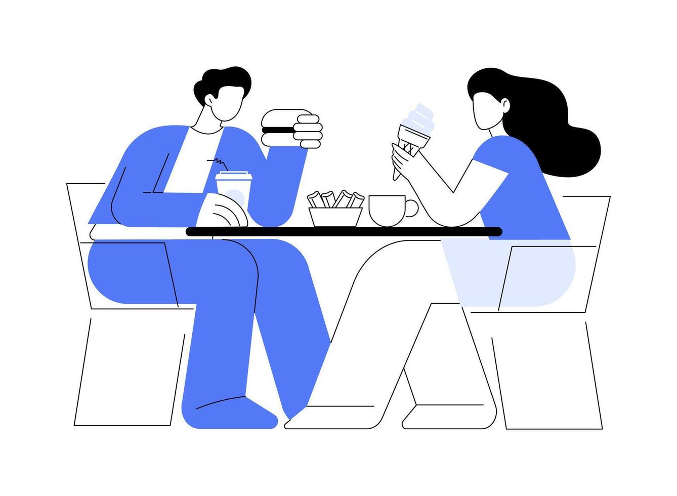 Quick lunch isolated cartoon illustrations. vector