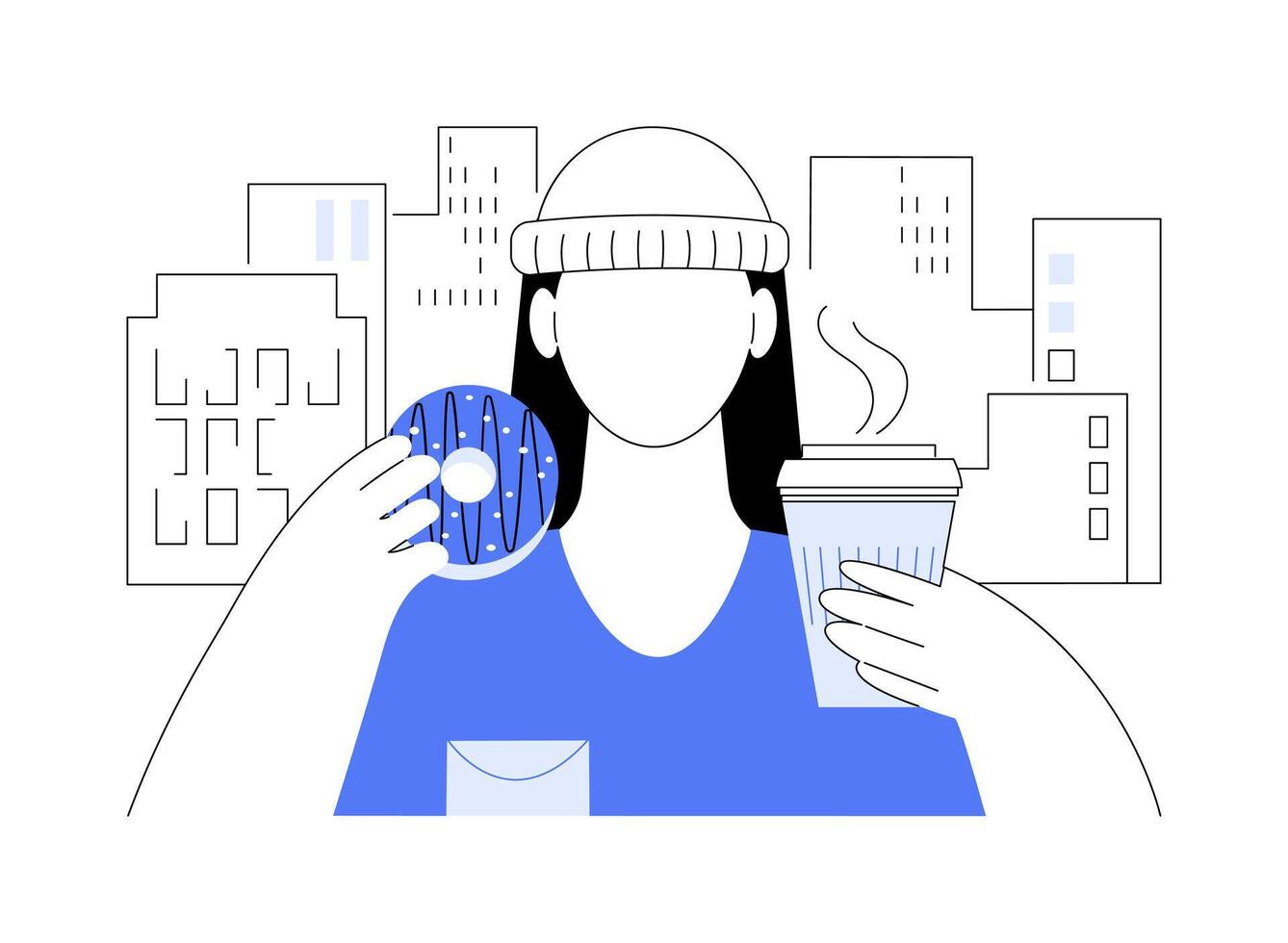 Snacking on the way isolated cartoon illustrations. vector
